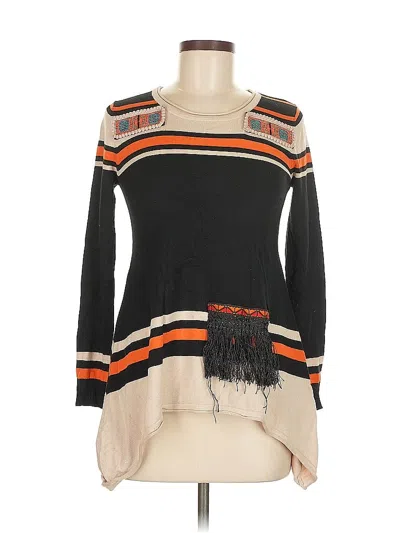 Pre-owned Altar'd State Long Sleeve Top Black Scoop Neck Tops