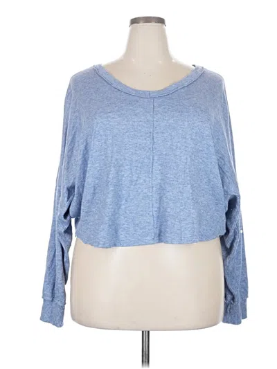 Pre-owned Altar'd State Long Sleeve Top Blue Keyhole Neckline Tops