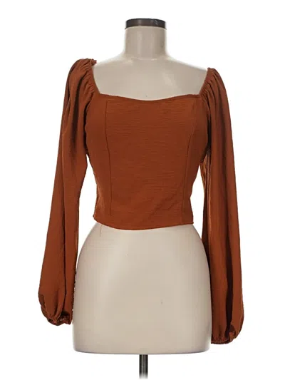 Pre-owned Altar'd State Long Sleeve Top Brown Square Neckline Tops