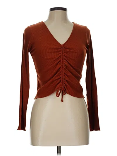 Pre-owned Altar'd State Long Sleeve Top Brown Sweetheart Neckline Tops