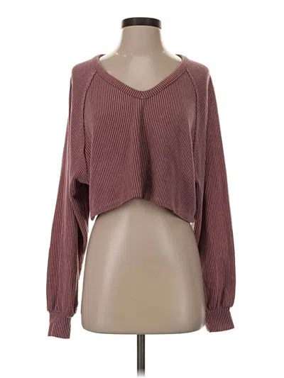 Pre-owned Altar'd State Long Sleeve Top Burgundy Open Neckline Tops