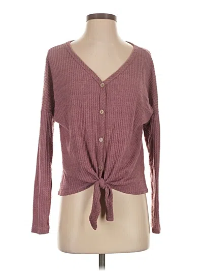 Pre-owned Altar'd State Long Sleeve Top Burgundy Plunge Neckline Tops