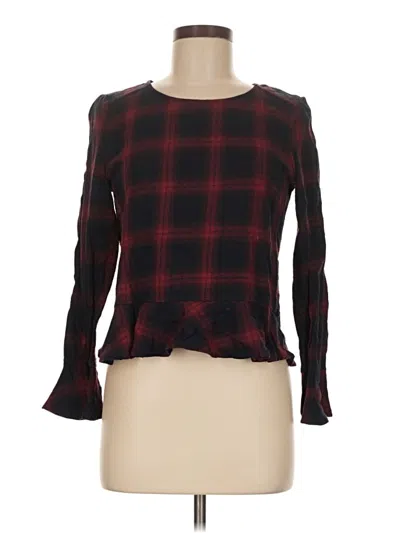 Pre-owned Altar'd State Long Sleeve Top Burgundy Square Neckline Tops