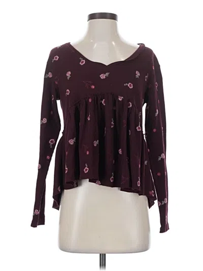 Pre-owned Altar'd State Long Sleeve Top Burgundy Sweetheart Neckline Tops