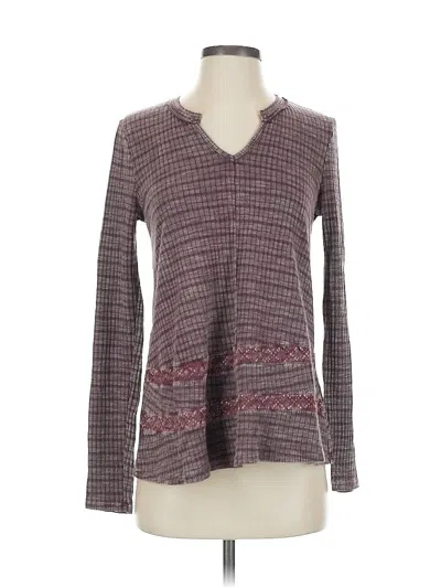 Pre-owned Altar'd State Long Sleeve Top Burgundy V Neck Tops