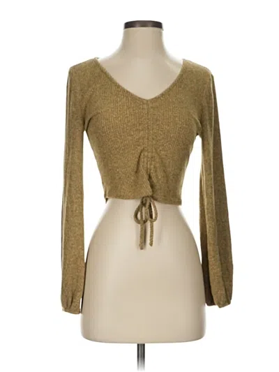 Pre-owned Altar'd State Long Sleeve Top Gold Sweetheart Neckline Tops