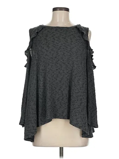 Pre-owned Altar'd State Long Sleeve Top Gray Cold Shoulder Neckline Tops