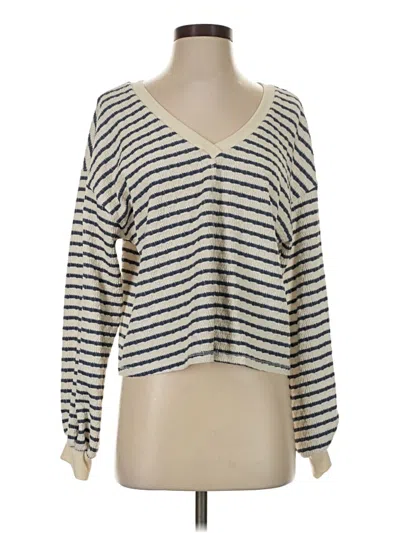 Pre-owned Altar'd State Long Sleeve Top Ivory Plunge Neckline Tops