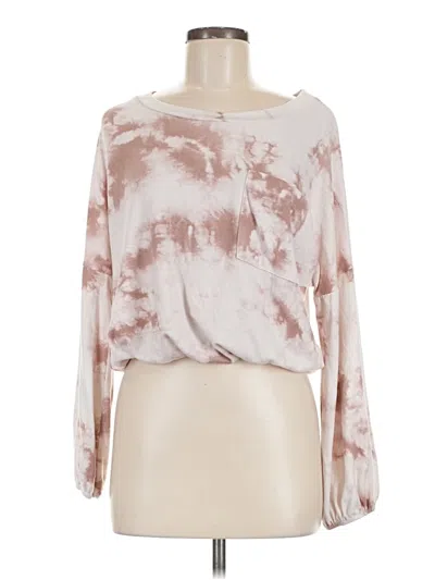 Pre-owned Altar'd State Long Sleeve Top Ivory Tie-dye Pattern Boatneck Tops