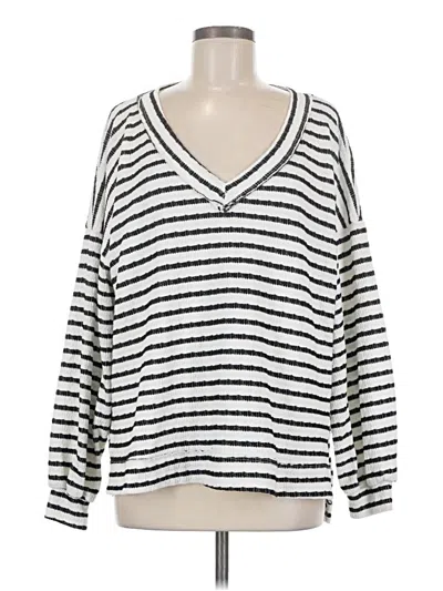 Pre-owned Altar'd State Long Sleeve Top Silver V-neck Tops