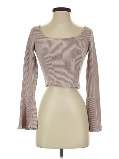 Pre-owned Altar'd State Long Sleeve Top Tan Square Neckline Tops