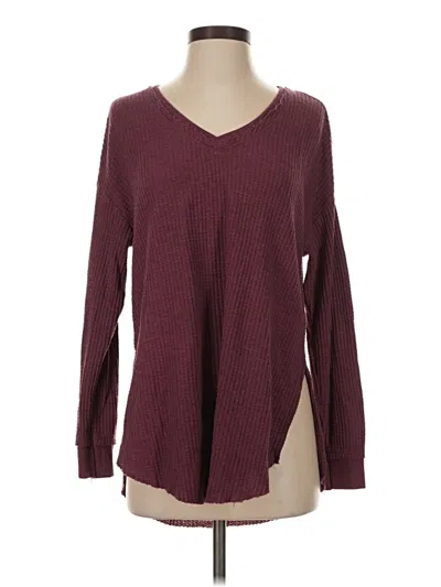 Pre-owned Altar'd State Long Sleeve T-shirt In Burgundy