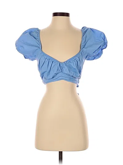 Pre-owned Altar'd State Short Sleeve Blouse In Blue