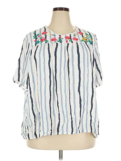 Pre-owned Altar'd State Short Sleeve Blouse In Blue