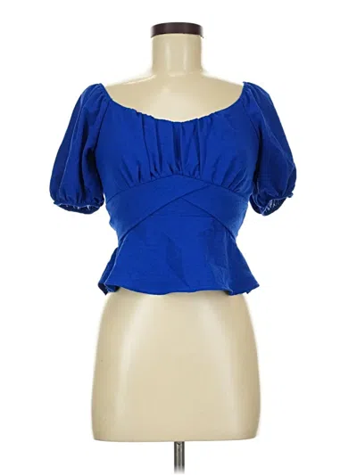 Pre-owned Altar'd State Short Sleeve Blouse In Blue