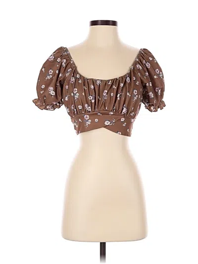 Pre-owned Altar'd State Short Sleeve Blouse In Brown
