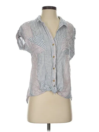 Pre-owned Altar'd State Short Sleeve Blouse In Gray