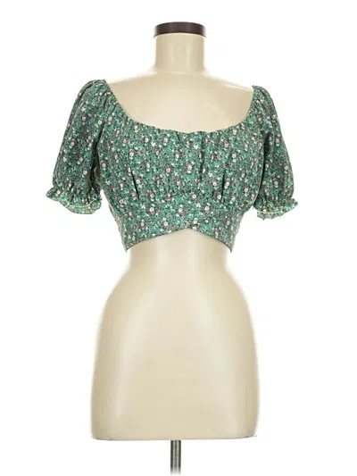 Pre-owned Altar'd State Short Sleeve Blouse In Green