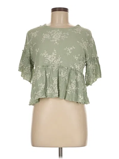 Pre-owned Altar'd State Short Sleeve Blouse In Green