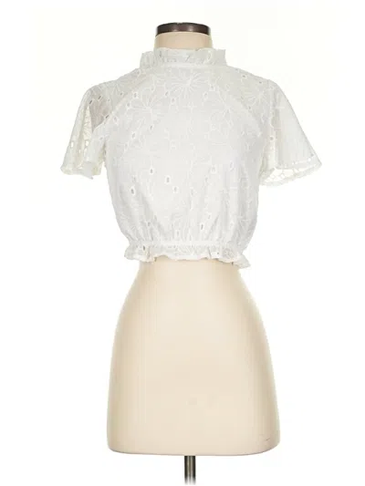 Pre-owned Altar'd State Short Sleeve Blouse In Ivory
