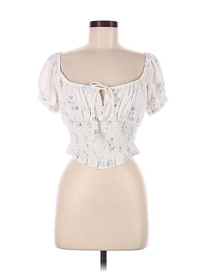 Pre-owned Altar'd State Short Sleeve Blouse In Ivory