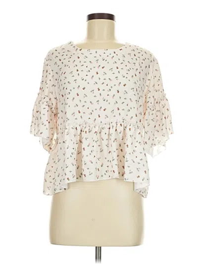 Pre-owned Altar'd State Short Sleeve Blouse In Ivory