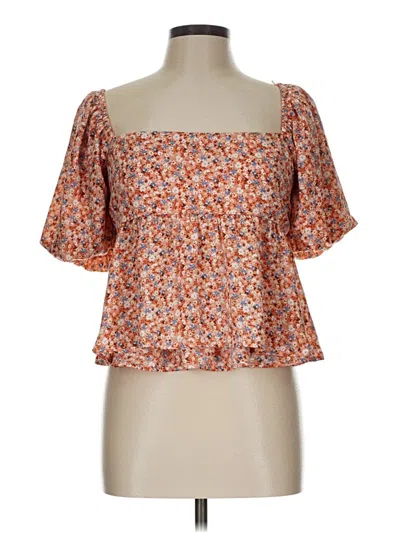 Pre-owned Altar'd State Short Sleeve Blouse In Orange