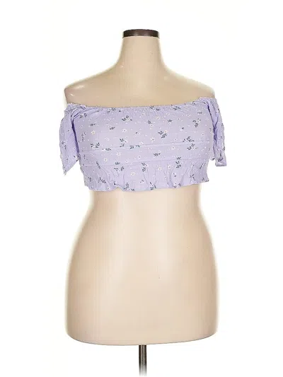 Pre-owned Altar'd State Short Sleeve Blouse In Purple