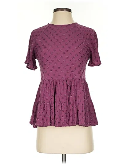 Pre-owned Altar'd State Short Sleeve Blouse In Purple