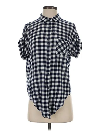 Pre-owned Altar'd State Short Sleeve Button Down Shirt In Blue