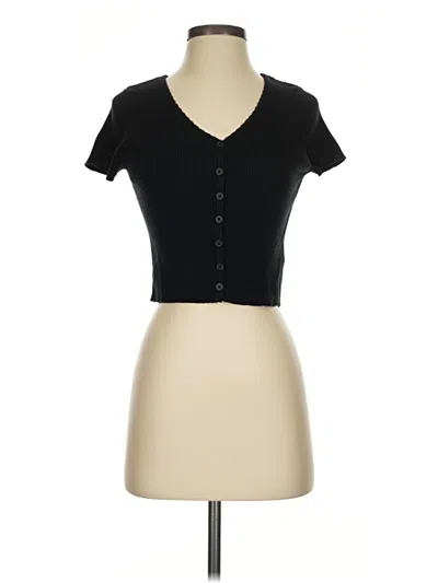 Pre-owned Altar'd State Short Sleeve Henley Shirt In Black