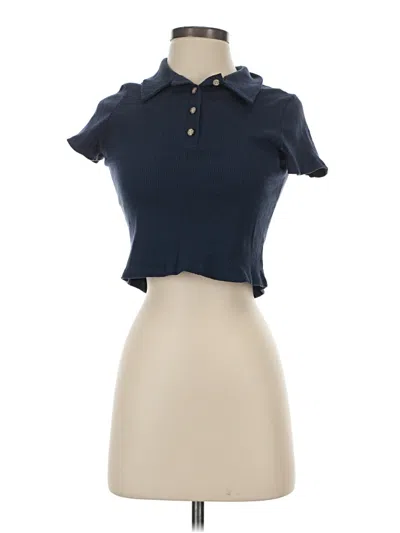 Pre-owned Altar'd State Short Sleeve Top Blue Collared Neckline Tops