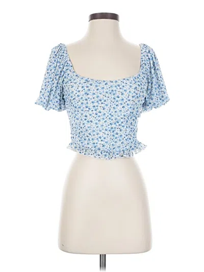 Pre-owned Altar'd State Short Sleeve Top Blue Sweetheart Neckline Tops