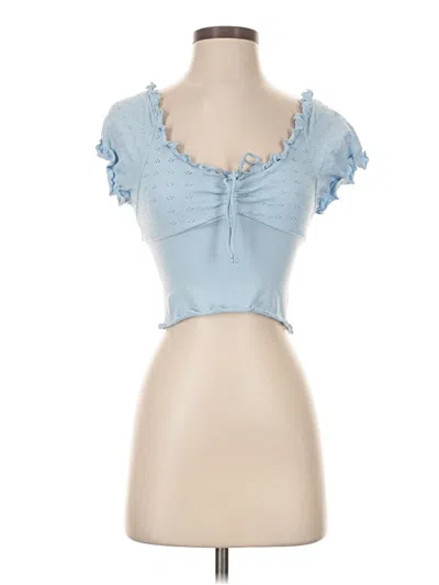 Pre-owned Altar'd State Short Sleeve Top Blue Sweetheart Neckline Tops