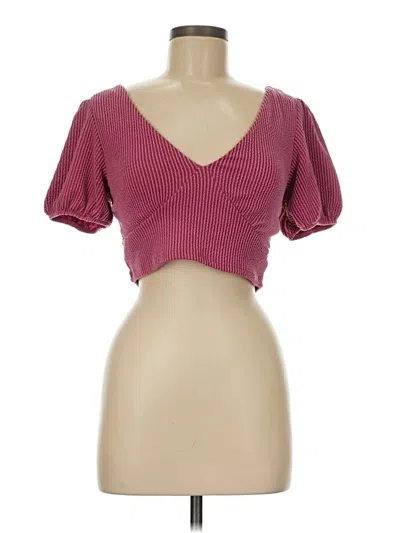 Pre-owned Altar'd State Short Sleeve Top Burgundy Sweetheart Neckline Tops
