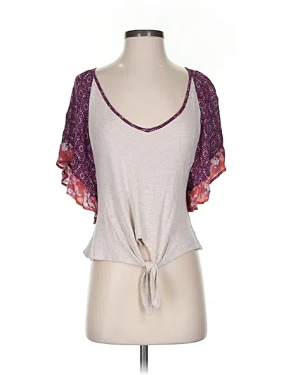 Pre-owned Altar'd State Short Sleeve Top Gray Sweetheart Neckline Tops