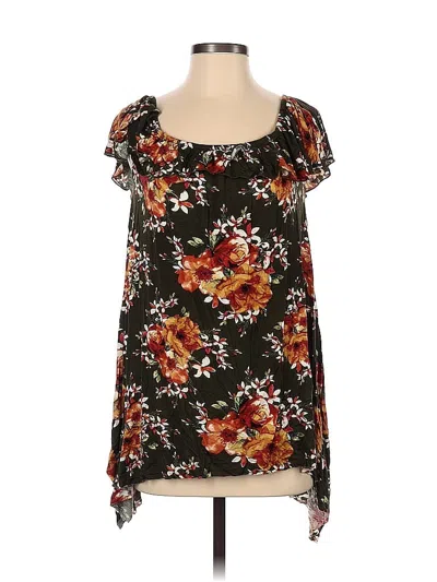 Pre-owned Altar'd State Short Sleeve Top Green Cold Shoulder Neckline Tops