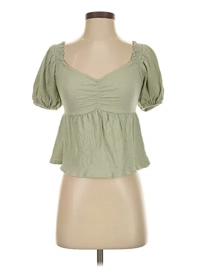 Pre-owned Altar'd State Short Sleeve Top Green Sweetheart Neckline Tops