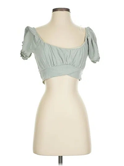 Pre-owned Altar'd State Short Sleeve Top Green Sweetheart Neckline Tops
