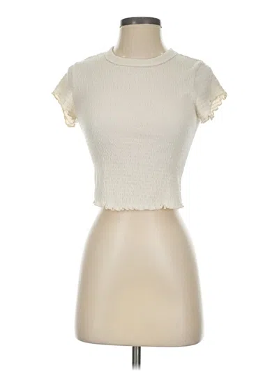 Pre-owned Altar'd State Short Sleeve Top Ivory Mock Neckline Tops
