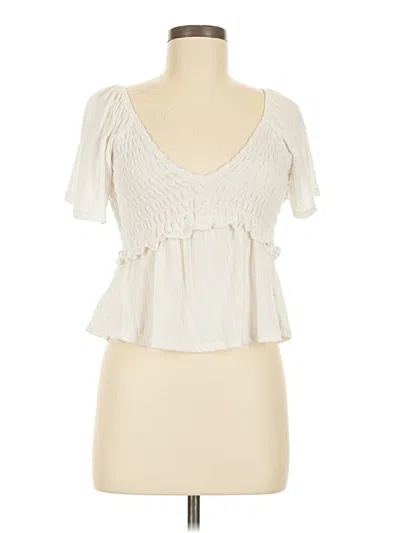 Pre-owned Altar'd State Short Sleeve Top Ivory Sweetheart Neckline Tops