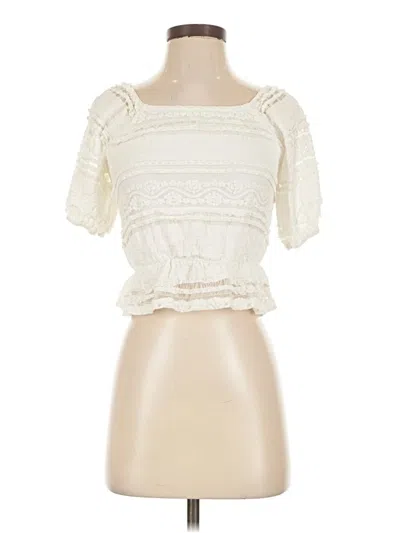 Pre-owned Altar'd State Short Sleeve Top Ivory Sweetheart Neckline Tops
