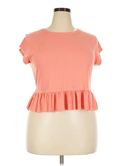 Pre-owned Altar'd State Short Sleeve Top Orange Ruffles Neckline Tops