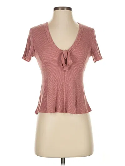 Pre-owned Altar'd State Short Sleeve Top Pink Keyhole Neckline Tops