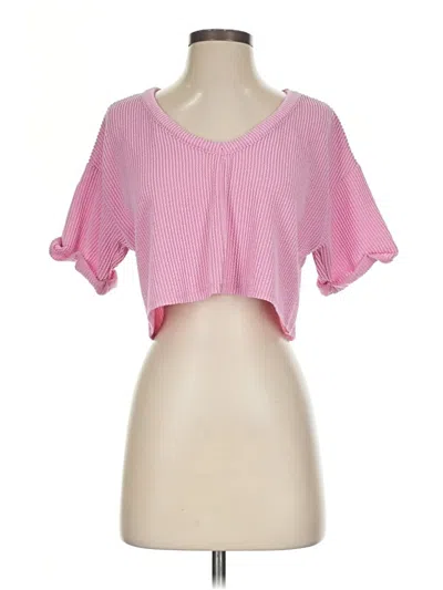 Pre-owned Altar'd State Short Sleeve Top Pink Sweetheart Neckline Tops