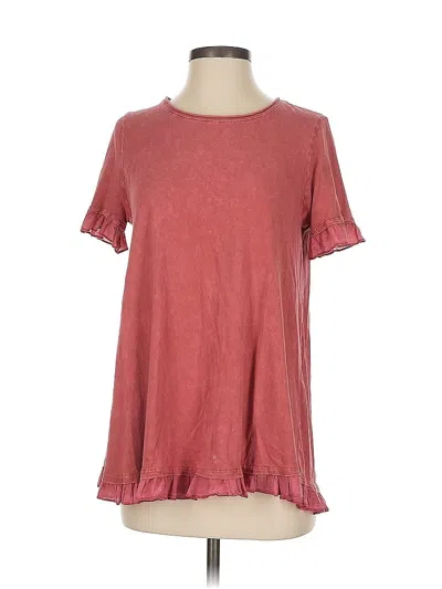Pre-owned Altar'd State Short Sleeve Top Red Ruffles Neckline Tops