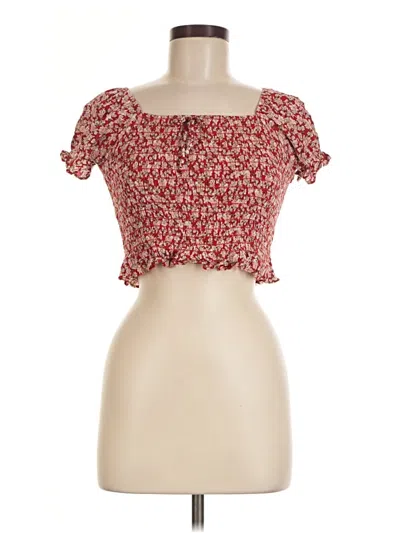 Pre-owned Altar'd State Short Sleeve Top Red Sweetheart Neckline Tops