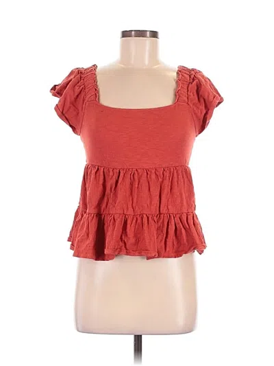 Pre-owned Altar'd State Short Sleeve Top Red Sweetheart Neckline Tops