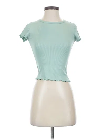 Pre-owned Altar'd State Short Sleeve Top Teal Sweetheart Neckline Tops In Blue