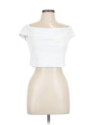 Pre-owned Altar'd State Short Sleeve Top White Off The Shoulder Neckline Tops
